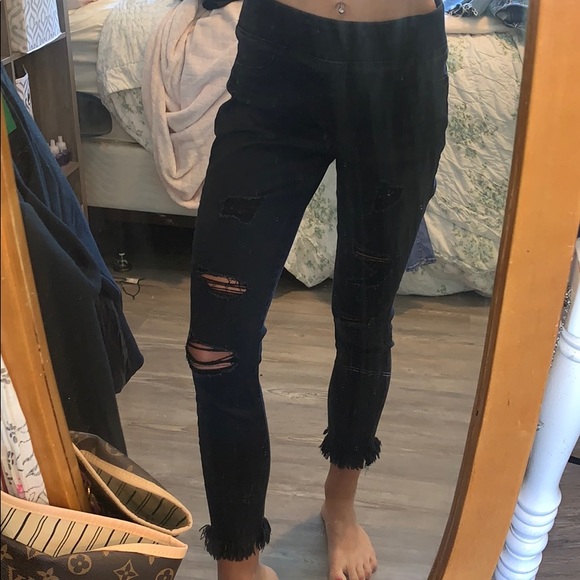 Old Navy | Jeans | Black Ripped Jeans Jeggings Material | Poshmark